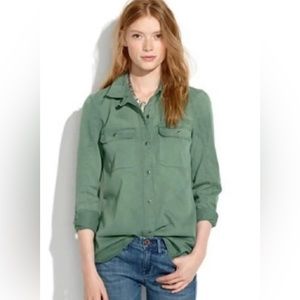 Madewell utility shirt cotton twill green EUC M
